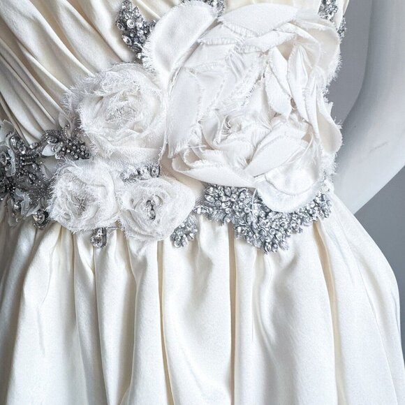 Vintage Jim Hjelm Ivory SILK Strapless Ball Wedding Gown 12 - Picture 8 of 11